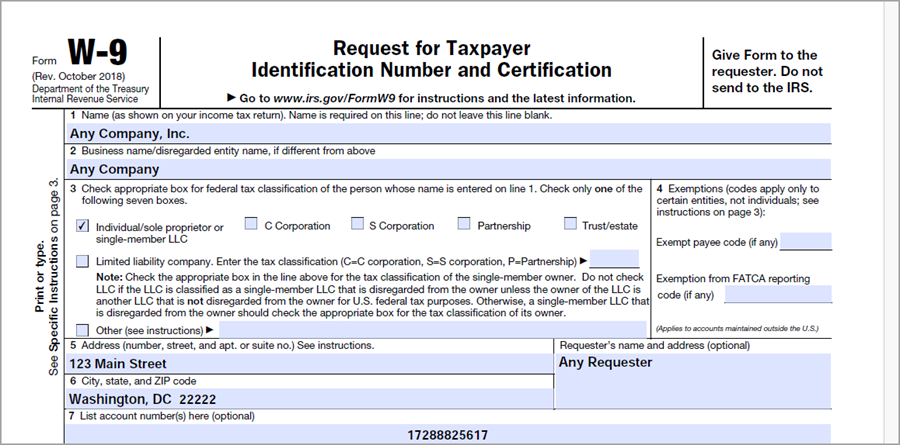 A completed PDF form.