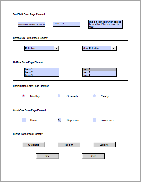 Form fields in a PDF document.